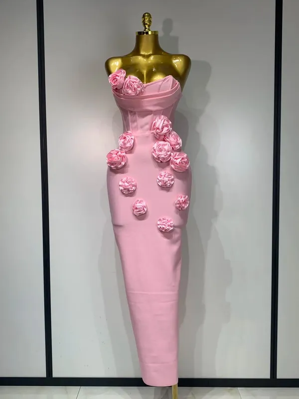 2025 ใหม่ล่าสุดผู้หญิงเซ็กซี่Backlessดอกไม้สีแดงMidiชุดCelebirty Elegant Evening Club Partyชุดวันเกิด — image 8