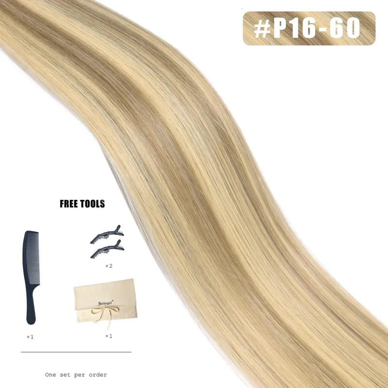 Genius Weft Human Hair Extensions 100G Double Drawn Blonde Bundles Invisible Straight Virgin Hair Weft Full End Top Quality — image 9