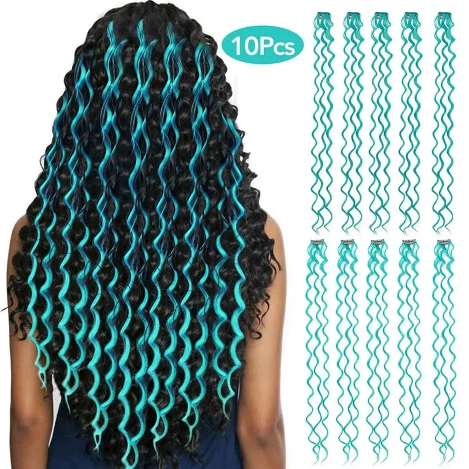 24Inch Deep Wave Hairpiece Synthetic Hair Extensions 10 Pcs/Set Clip In Hair Extension Multiple Pure Color Clip In One Piece