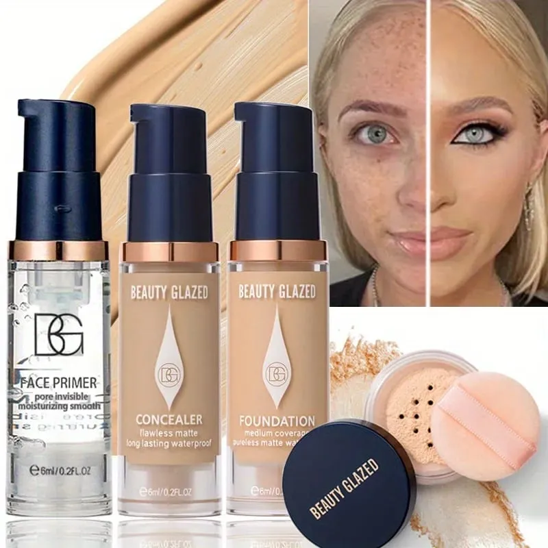 4pcs/set Magic Face Makeup Kit Natural Moisturizing Primer Long Lasting Waterproof Concealer Foundation Travel Face Makeup Set — image 2