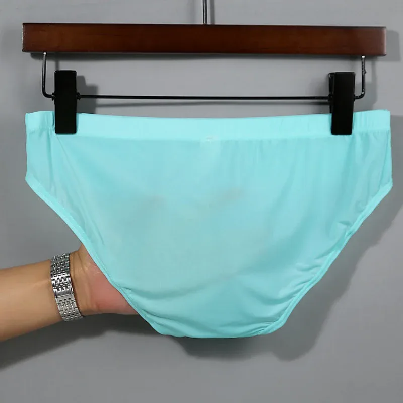Seamless Ice Silk Briefs Men Big U Pouch Sexy Ice Silk Bikini Underwear Plus Size Low Rise Solid Color Male Panties — image 19