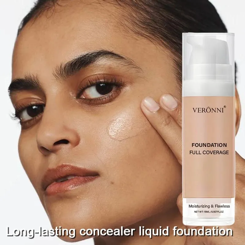 3-Piece Beginner Face Makeup Kit-Matte Waterproof Foundation Hydrating Primer Oil-Control Loose Powder Full Coverage Concealer