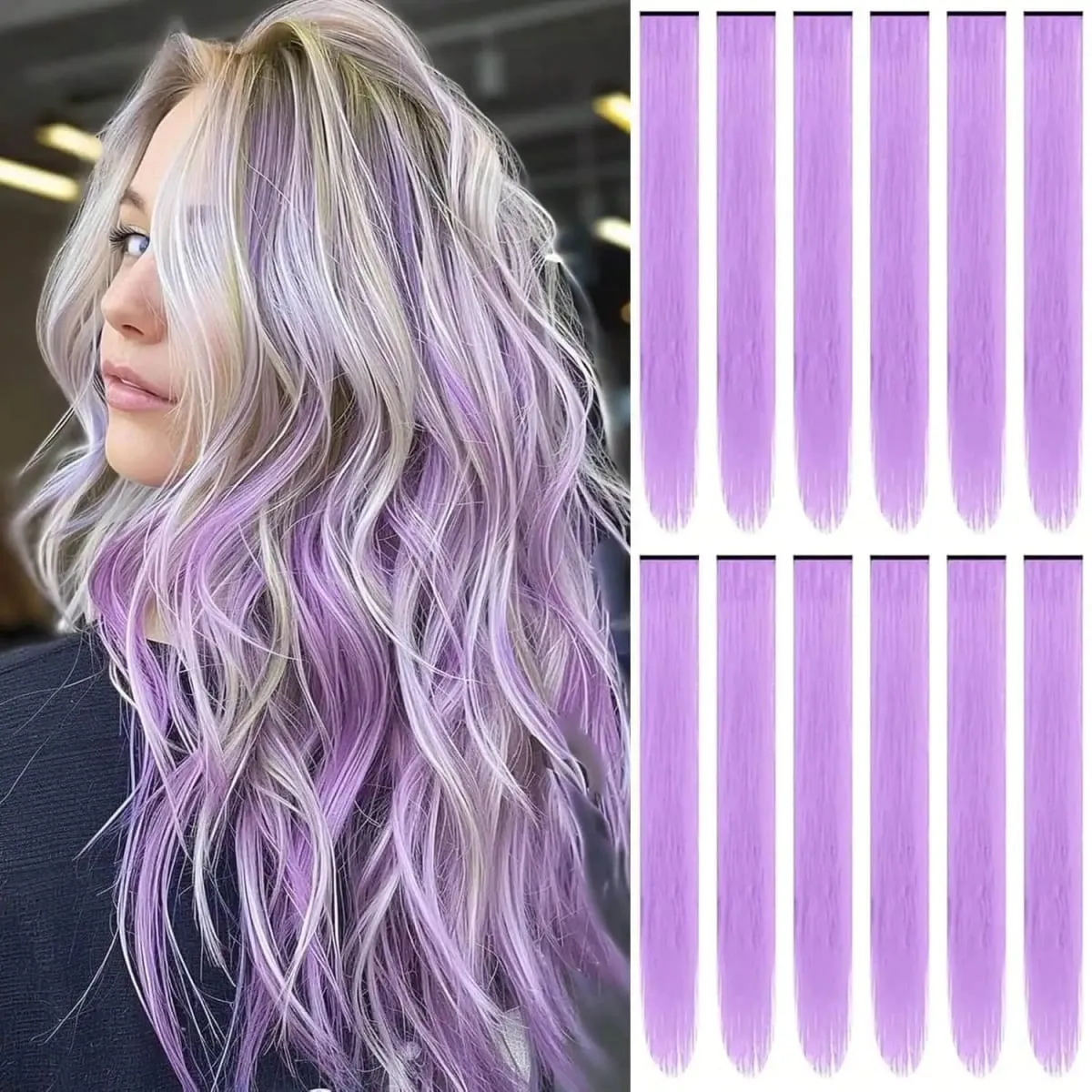 5PCS Klip Lurus Dalam Sambungan Rambut Klip Sorotan Sintetik Pada Potongan Rambut Rambut Fesyen Untuk Wanita Cosplay Pesta Harian — image 11