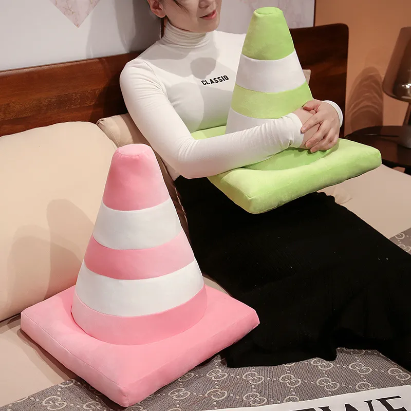 Roadblock Cushion Stuffed Soft Lifelike Plush Traffic Cone Road Construction Cone Pillow Kids Toys Home Decoration — image 6
