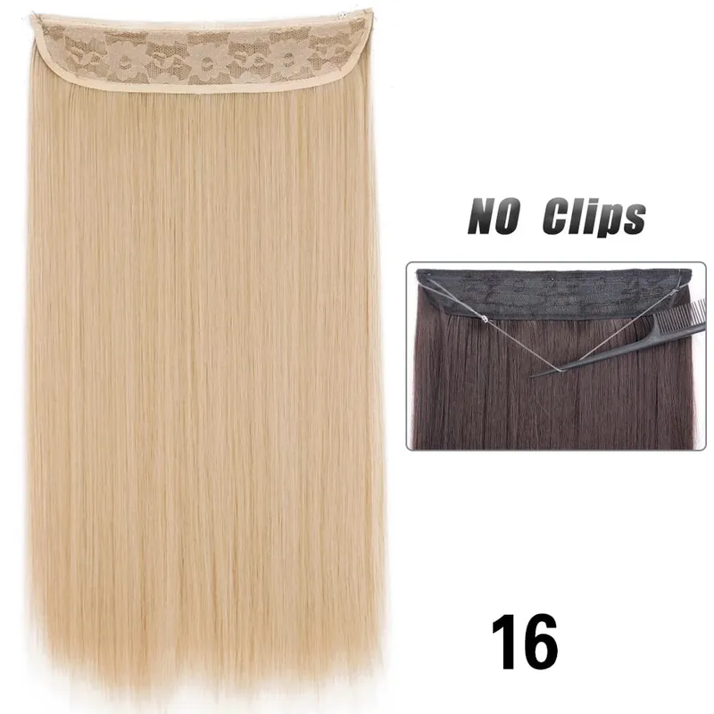 No Clips Hair Extensions Invisible Wire Long Straight Synthetic False Hair Piece 80cm Black Brown Blonde Hairstyle — image 19