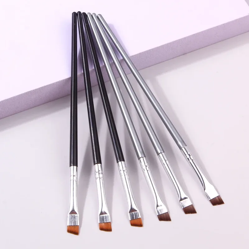 6PCS Thin Eyeliner Makeup Brush Set Fine Liner Brushes Professional Angled Eyebrow Brush High Quality Brow Contour Makeup Tool