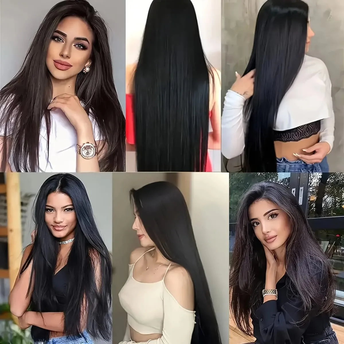 Synthetic Natural Black Clip in Extensions Straight 20" Long Synthetic Thick Clips on Hair Piece for Women