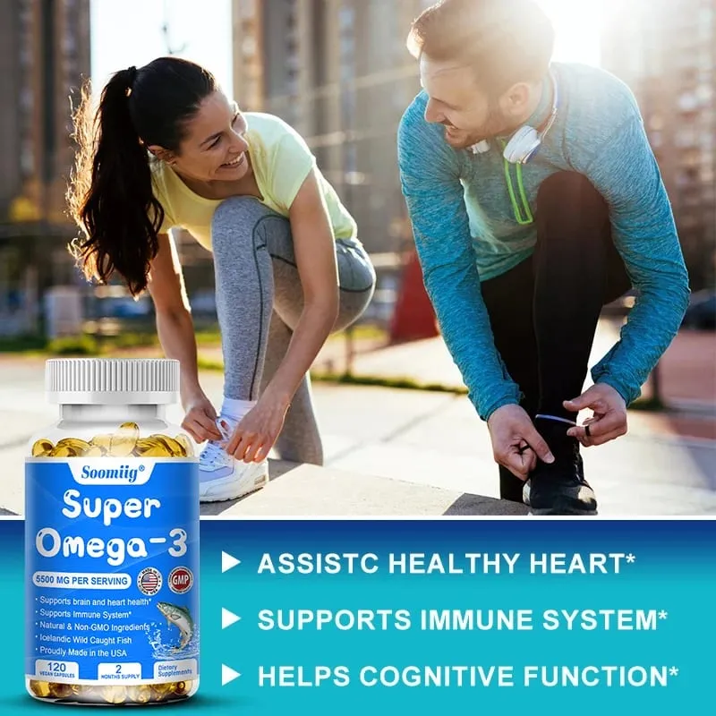 Omega 3 Fish Oil - with DHA & EPA - Supports Brain Nervous System Cardiovascular Skin Health Antioxidant - 120 Capsules — image 2