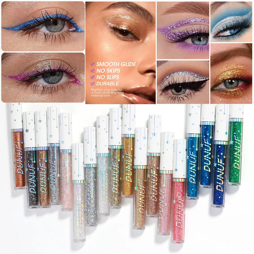 Diamond Blue Sequins Eyeliner Glitter Shiny Brighten Lying Silkworm Makeup Highlight Liquid Eye Liners Pigment Green Silver Gold — image 6