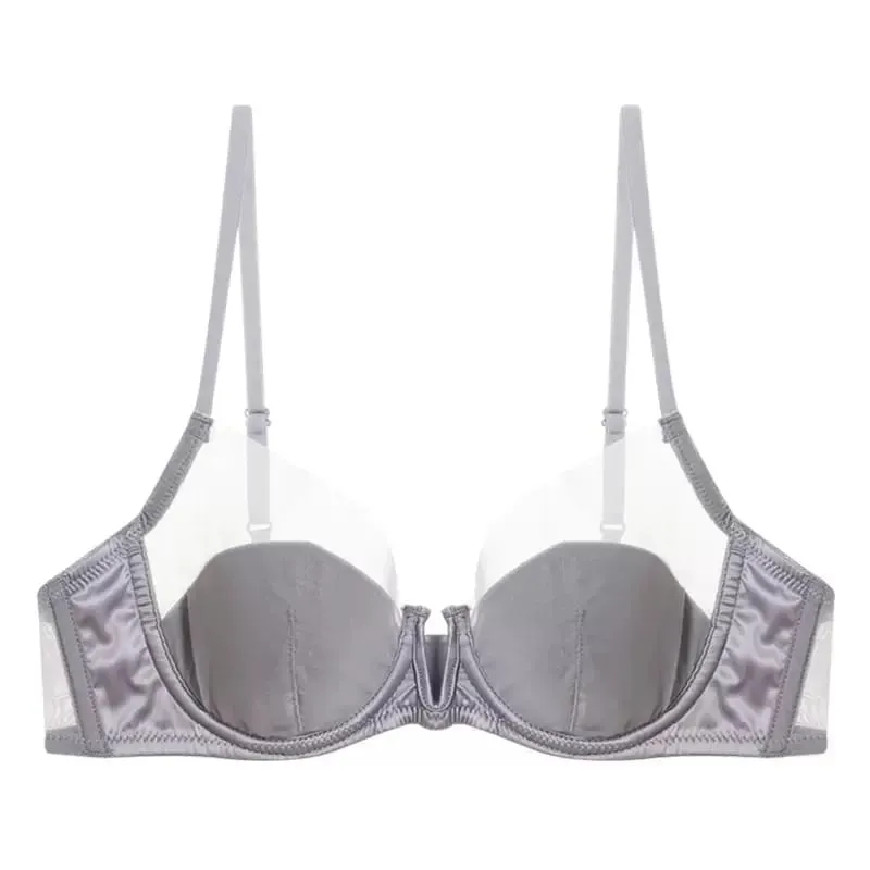French Mesh Sexy Smooth Underwear Push-up Thin Cup Bra Soft Underwire Bra — image 8