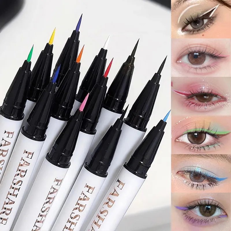 Liquid Matte Turquoise Eyeliner Ultra Fine Black White Eyeliner Waterproof Easy To Color Rainbow Colorful Eye Liner Eyes Makeup — image 1