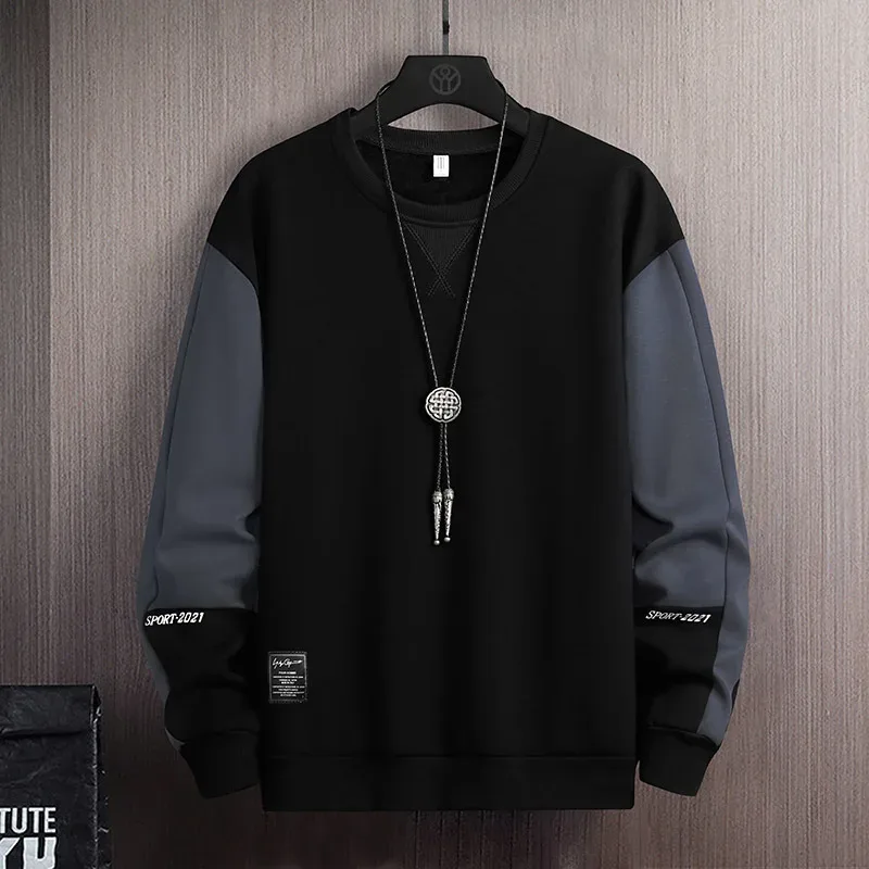 2026 Men Casual Sweatshirt Hoodie Men Harajuku Streetwear Pullover Male Patchwork Loose O-Neck Fashion Hip Hop Hoodies — image 1