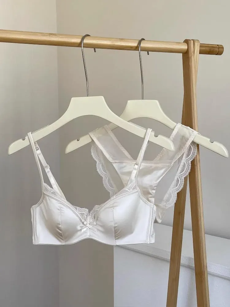 Summer Seamless Lace Bra Set for Small Bust Soft Wire Anti-Sagging Slimming Bralette & Panty Lightweight Lingerie Sexy Set — image 4