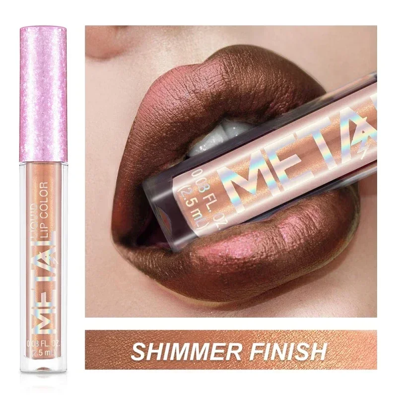 Metallic Matte Liquid Lipstick Waterproof Long Lasting Non-Stick Cup Matte Shimmer Glitter Lip Gloss Women Lips Makeup 12 Colors — image 8