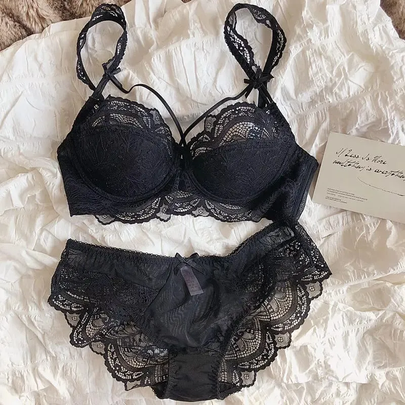Adjustable Lace Bralette for Small Chest Bra Set Removable Straps & Thin Padding Soft Wire Comfort Muslim Girls Underwear — image 5