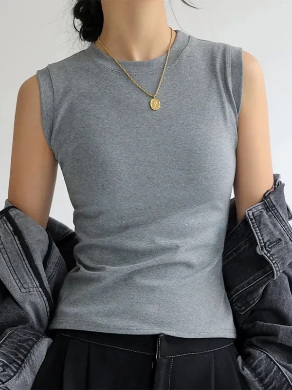 Camisole Vest for Women Cotton Round Neck Colourful Basic Sleeveless Undershirt Tops Tees with Coverage for Side Cleavage — image 12