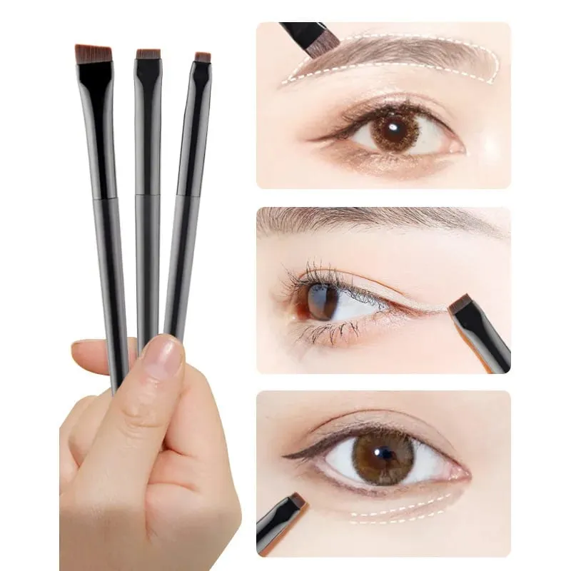 Blade Eyeliner Brush Eyebrow Brush Portable Flat Fine Eye Liner Brow Contour Makeup Brushes Cosmetic Beauty Makeup Tool 3pcs/set — image 1