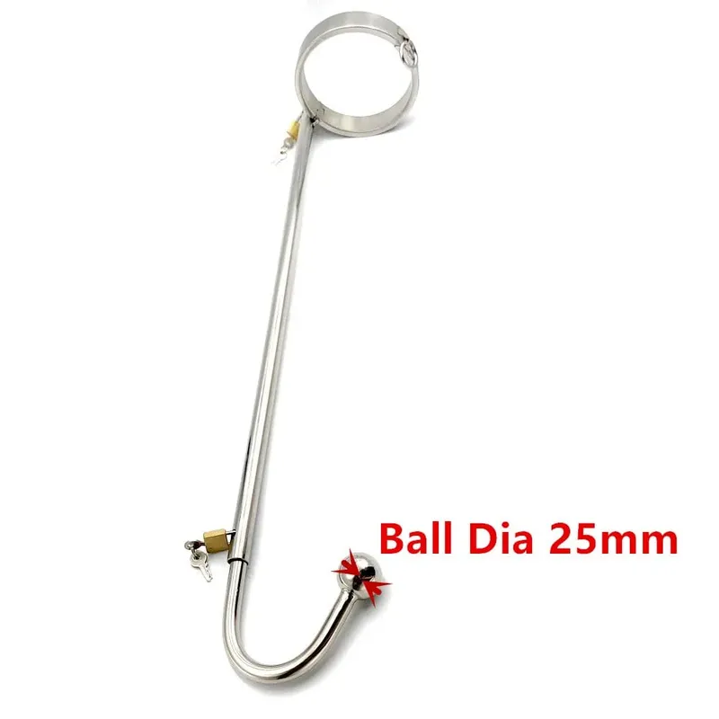 Lock Forced Collar Restraint Frame with Anal Hook Plug Stainless Steel BDSM Bondage Collar SM Sex Toy for Couple Adult Game — image 9