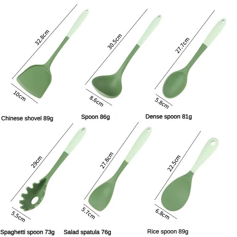 6-Piece Silicone Kitchen Utensil Set: Chinese Spatula Soup Ladle Slotted Turner Pasta Spoon Salad & Honey Scrapers for Non-S — image 2