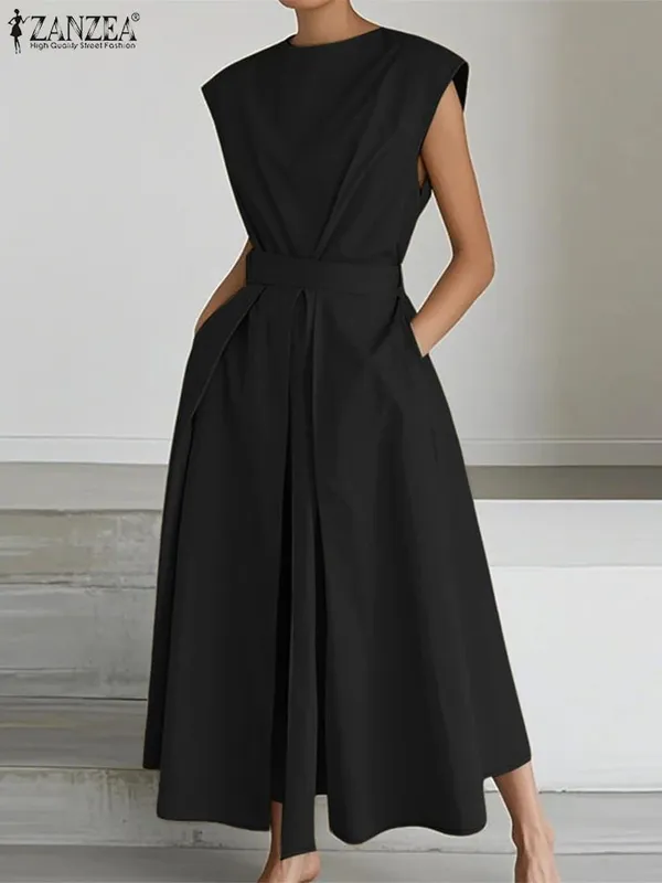 Elegant Chic Women Long Dresses Casual Short Sleeve Collared High Waisted Casual & Day Shirt Dress Solid Color S-3XL — image 12