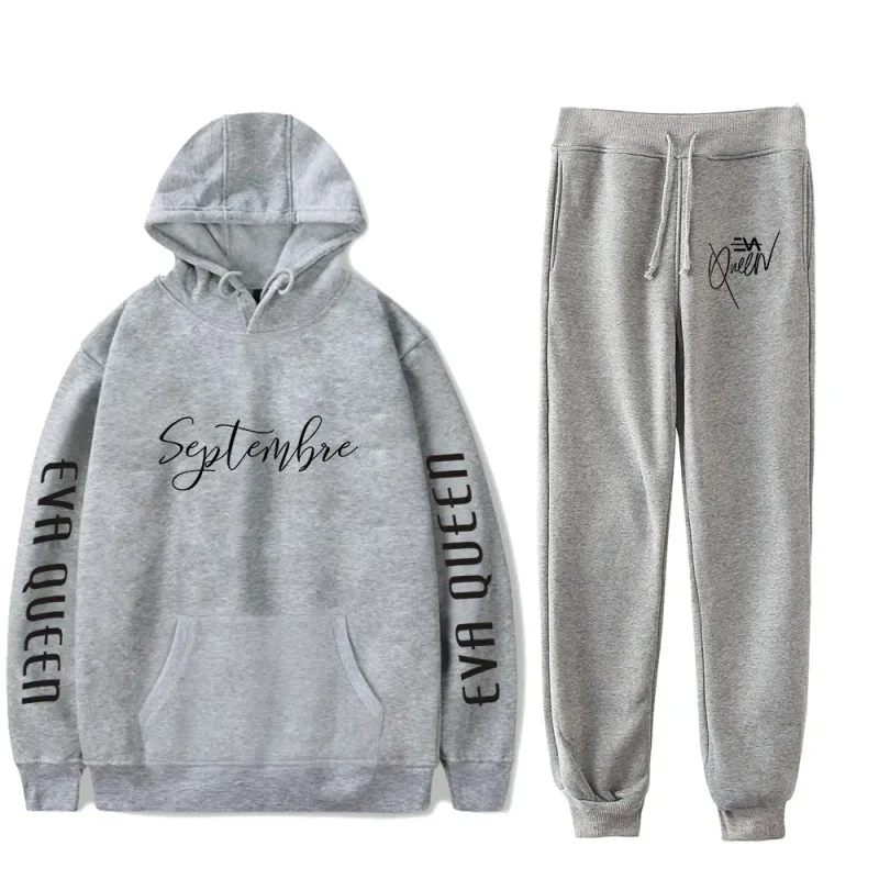 Hip Hop สบาย Eva Queen พิมพ์เสื้อกันหนาว Sweatpants ชุด Hoodies + กางเกงชุดชาย/หญิง 2 ชิ้นชุดเสื้อผ้า — image 7