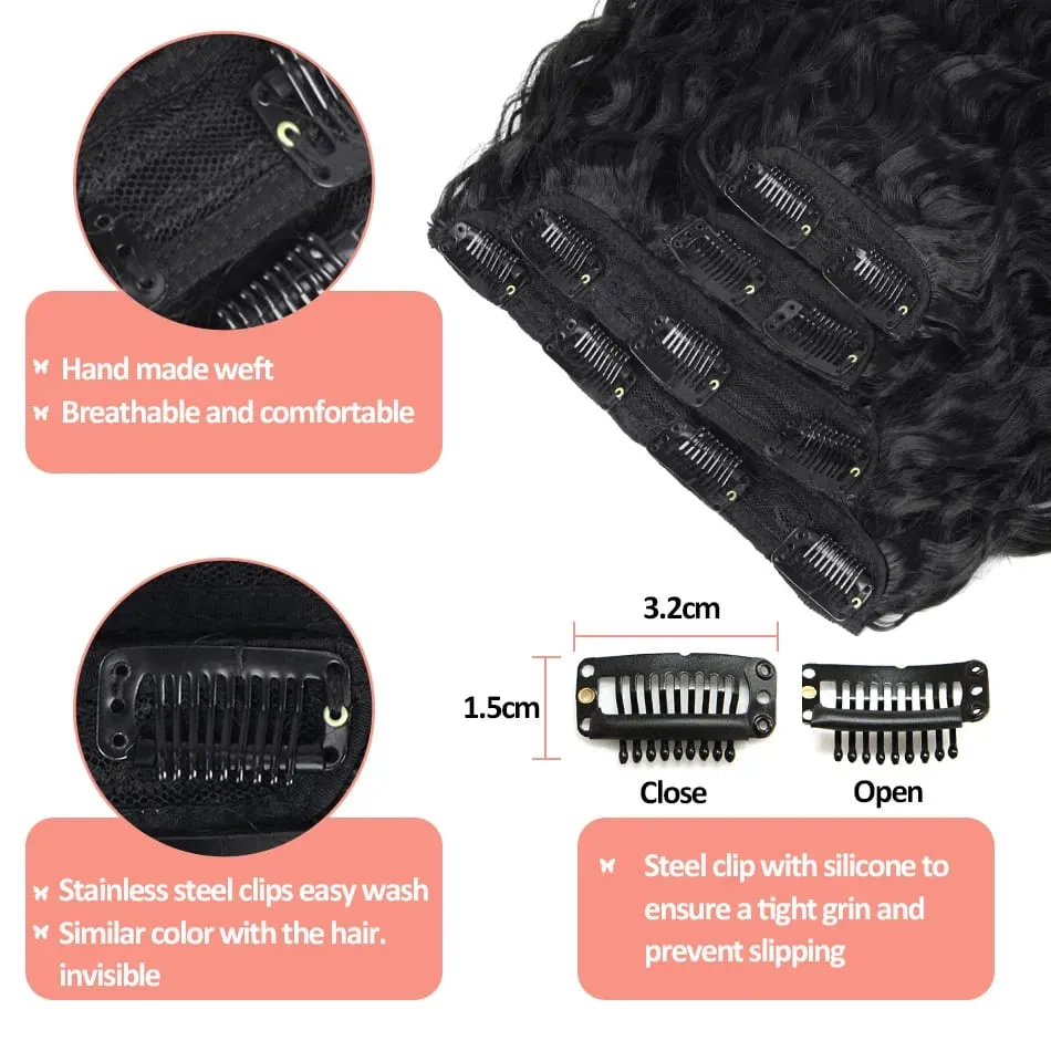 Synthetic Clip In Hair Extensions Kinky Curly Hair extensions for Women 26” Super Long Corn Wave Full Head Fake Hair Pieces