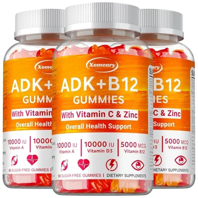 Vitamin D3 K2 + Vitamin B12 Gummies - Strengthen Bones Promote Brain and Cardiovascular Health Relieve Joint Pain