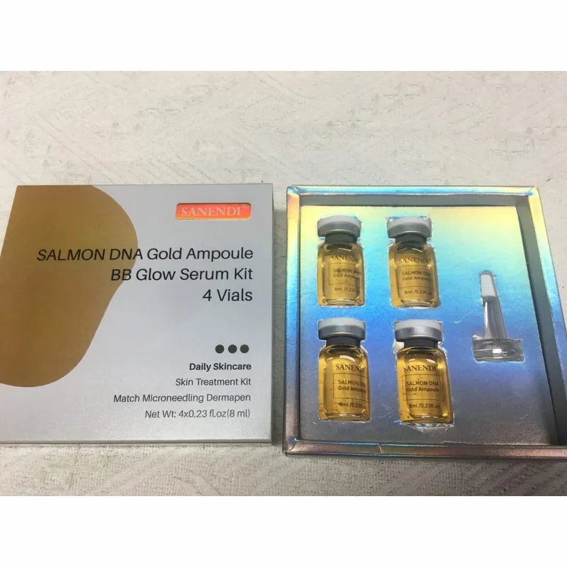 4PCS Salmon DNA Gold BB Glow Kit Dr.Pen Gold Stem Cell Ampoule Foundation Starter AQUA Peptide Face Skin Care Essence 8ml — image 3