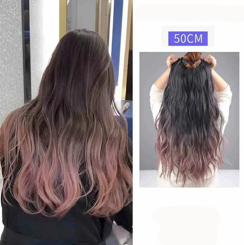 V-shaped One-Piece Synthetic 4 Clip In Hair Extensions Long Straight Hairstyle Hairpiece Colour 50CM Natural Fake Hair — image 25