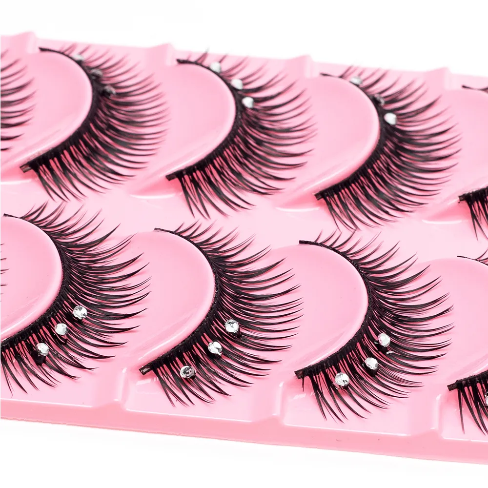 5 Pairs Makeup Diamond False Eyelashes Set Show Catwalk Party Shinny Eye Lashes Handmade Eyelash Shinning Cosmetics — image 3