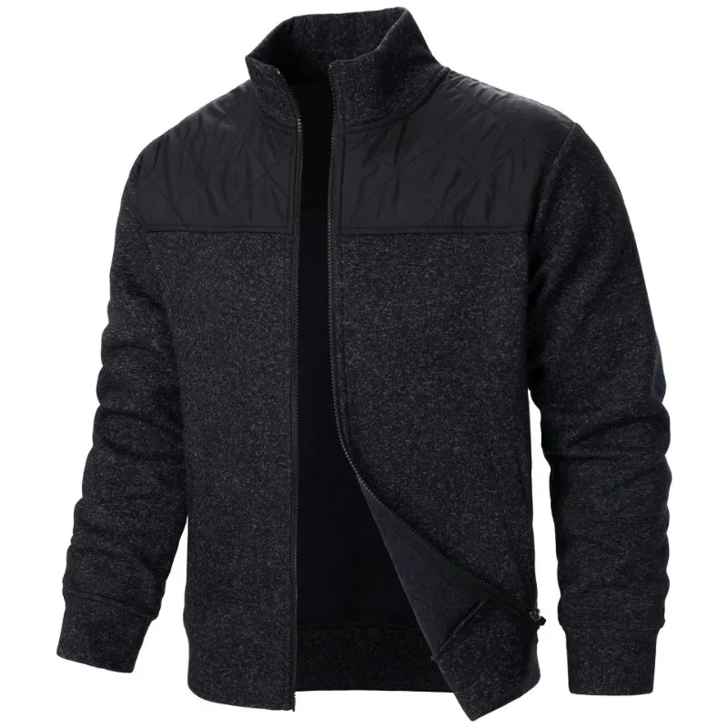 Men's Patchwork Sweatshirts Stand Collar Jacket Slim Fit Cardigan Streetwear Sportswear Casual Zip Up Coat Outdoor Tracksuit Men — image 5