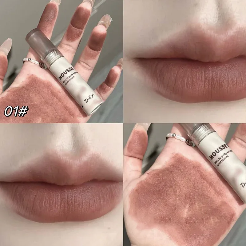Gothic Matte Black Lipstick Waterproof Mousse Mud Nude Brown Lipstick Dark Purple Punk Lip Gloss Makeup Non-stick Tint — image 13