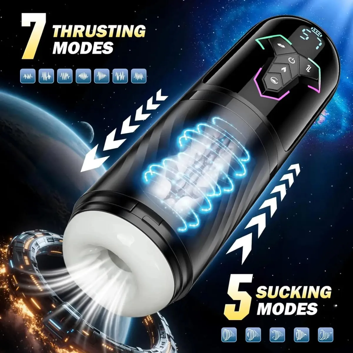 5 IN 1 Automatic Telescopic Male Masturbator Penis Pump Heated Sucking Vibrating Sex Machines With LCD Display Sex Toys for Men