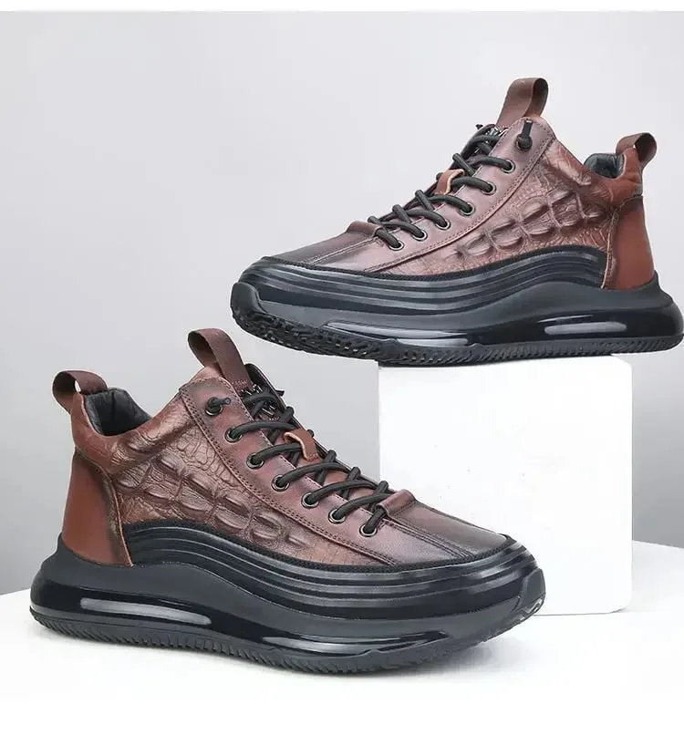 2026 Autumn Alligator pattern Men Sneakers Lace Up Casual Platform Vulcanized Shoes Male Anti-slip Running Zapatillas Hombre