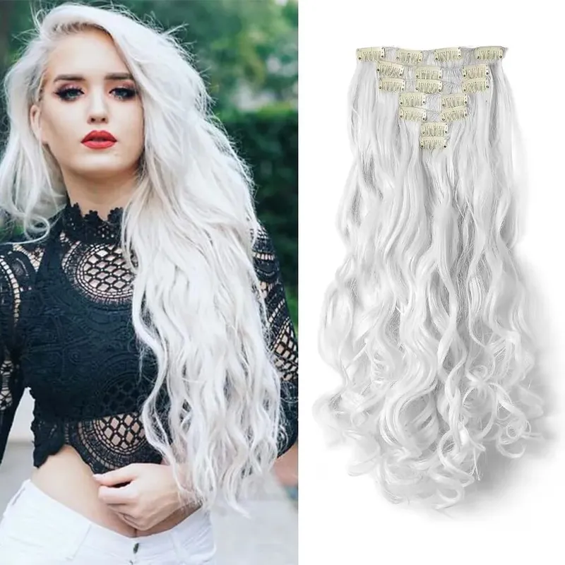 22 Inch Elegant Sexy Hair Curly Extensions 7Pcs/Set 16 Clips Long Curly Wave-Body Wave Hair Extensions Clip In Hair Extensions — image 15