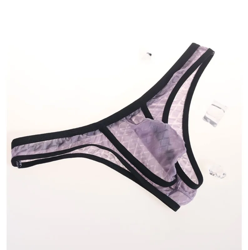 Men's Underwear Sexy Low Waisted Comfortable Triangle Pants Ice Silk Mesh Transparent Briefs
