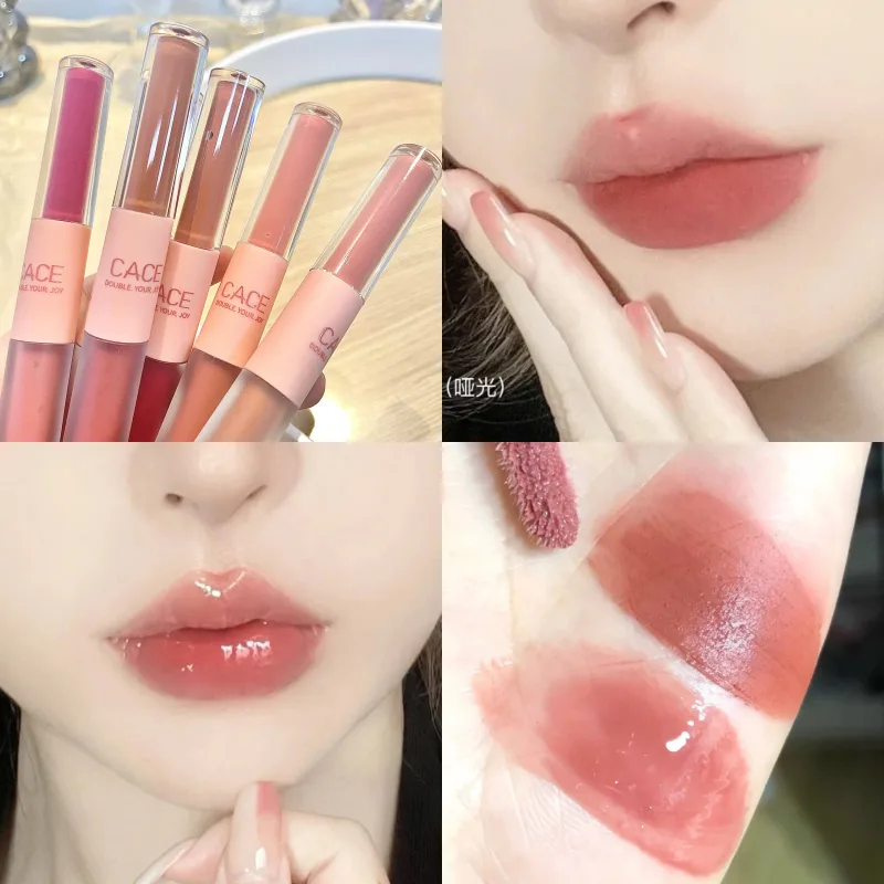Double Head Liquid Lipstick Moisturizing Lip Glaze Long Lasting Matte Lip Mud 2 In 1 Lipgloss Waterproof Lips Cosmetics