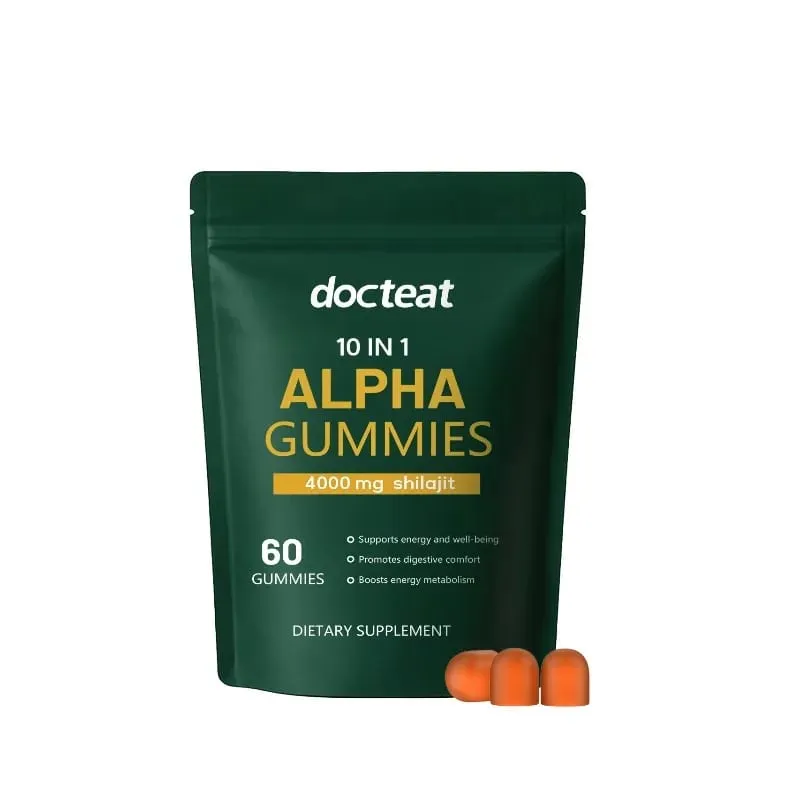 Shilajit Gummies 10 en 1 4000 mg avec extrait de racine d'Ashwagandha 60 Gummies Soutien énergétique Supplément de bien-être pour adultes