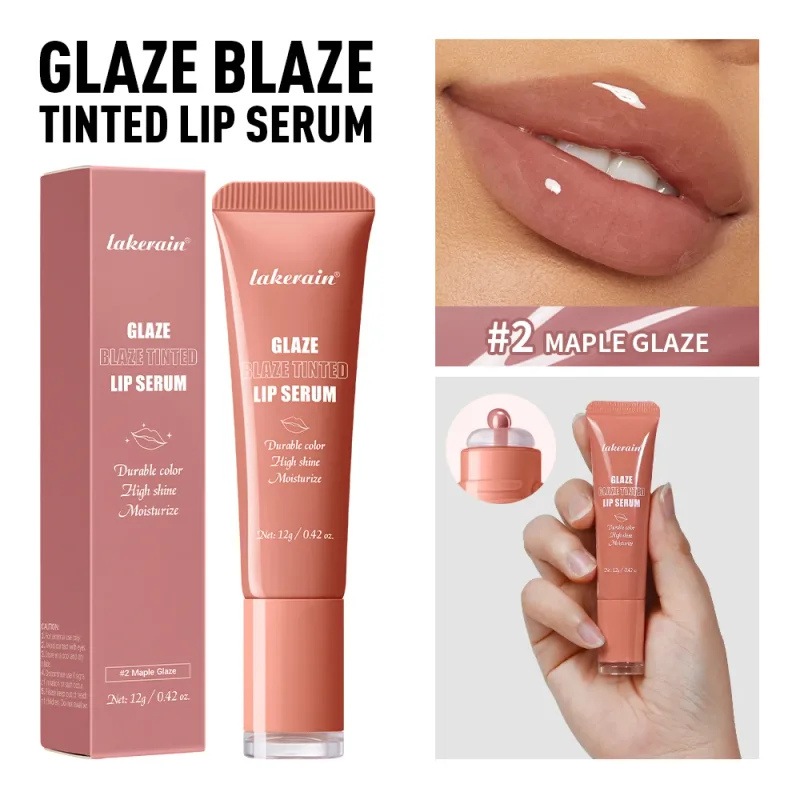 Tinted Lip Serum Glaze Moisturizing High Shine Durable Color Hydrating Lip Care Dewy Peachy Non-Sticky Lip Treatment Soft Makeup — image 9