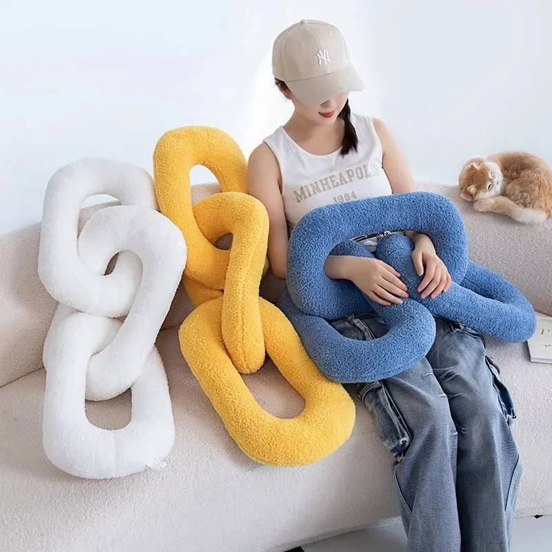 60-95CM Creative Iron Chain & Knot Pillow Stuffed Soft Sofa Cushion Nordic Style Home Plush Decoration Irregular Shaped Plush — image 5