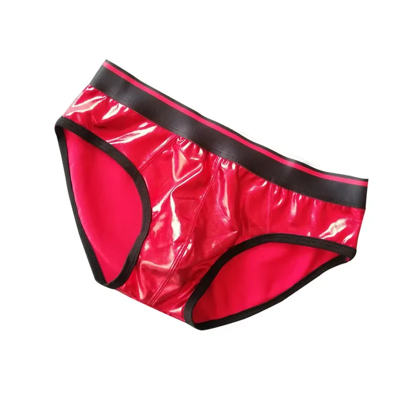 Sexy Men's Underwear Patent Leather Shinning Briefs Jockstrap Stretch Sissy Pouch Underwear Briefs Male Fashion Comforty — image 3