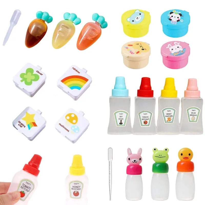 1/2/3/4pcs Mini Lunch Box Accessories Cute Pattern Sauce Box Squeeze Bottle Cartoon Tomato Honey Condiment Container For Kids — image 2