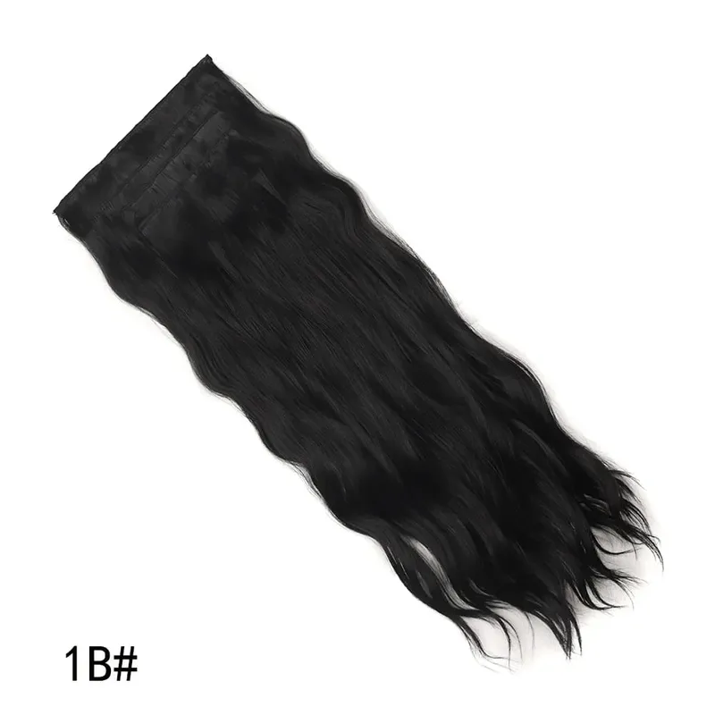Jeedou Synthetic 4PCS/set Clip in Beach Wavy Hair Extensions Long Bouncy Curly Hairpieces Black Brown Color for Women