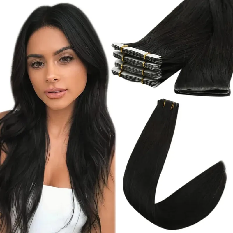 Moresoo Injection Tape Hair Extensions Ash Blonde Highlight Virgin Hair Natural Straight Brazilian Tape in Human Hair Extension