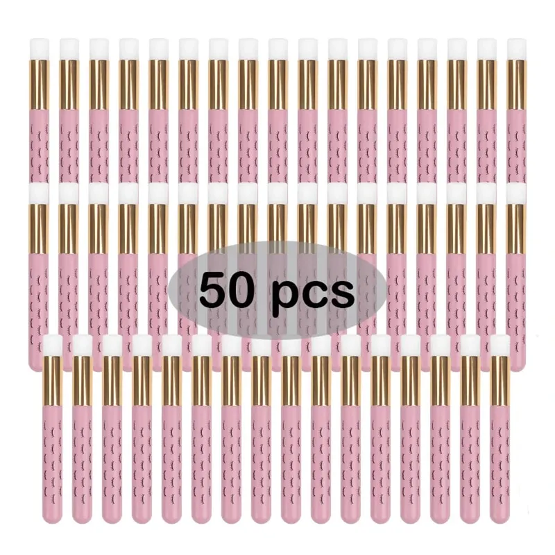 50Pcs 전문 소프트 래쉬 확장 샴푸 브러쉬 딥 클렌징 속눈썹 눈썹 코 필 케어 살롱 미용 용품 도구