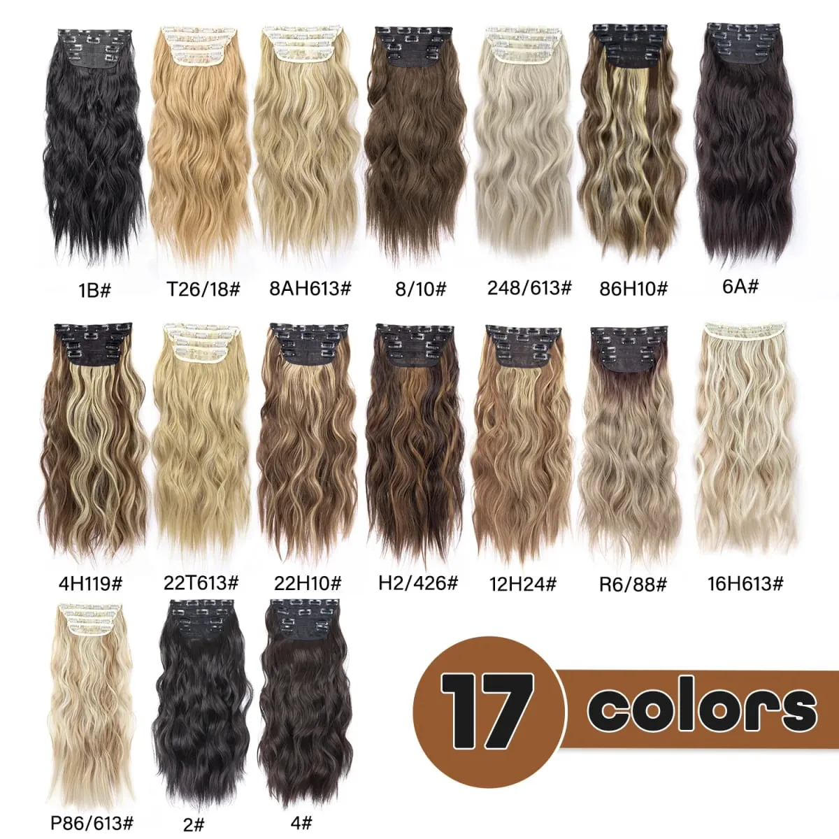 Leeons Wavy Clip In Hair Extensions 4 PCS Natural Soft Long Wavy Hairpieces Thick Double Weft Clip In Hair Extensions For Woman — image 6