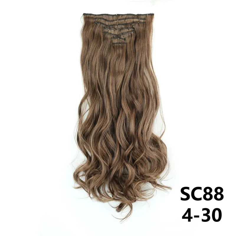 Long Straight Synthetic 16 Clips In Hair Extensions 7Pcs/Set High Temperature Fiber Black Brown Blonde Hairpiece For Women — image 26