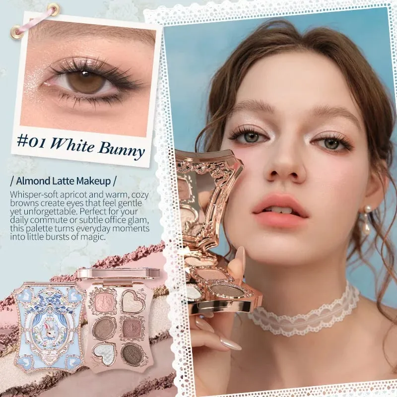 Flower Knows Bunny Garden Collection 6-Color Makeup Eyeshadow Contour Palette Eye Brush Puff Set Eye Glitter Korean Makeup Kit — image 8