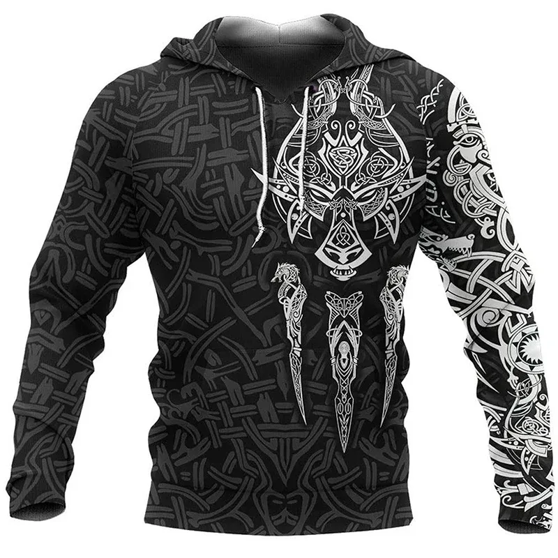 2024 Mens Hoodies Eagle Tattoo Pattern Vikings 3D Printed Fashion Casual Harajuku Hip Hop Autumn And Winter Oversized Sudaderas — image 31