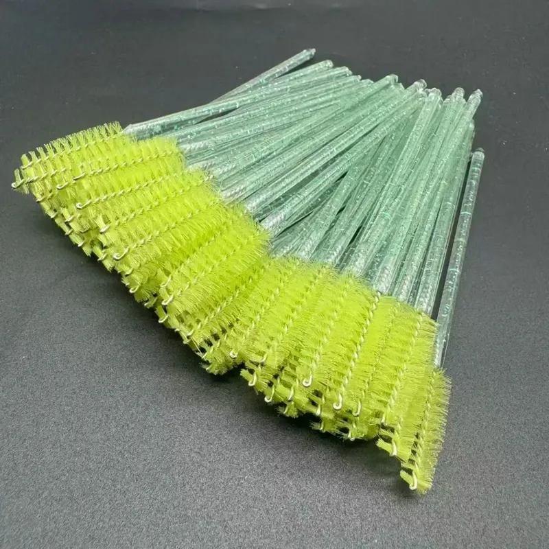 50pcs Disposable Eyelash Brushes Crystal Eye Lash Mascara Wands Glitter Lash Comb Spoolies Micro Makeup Applicators